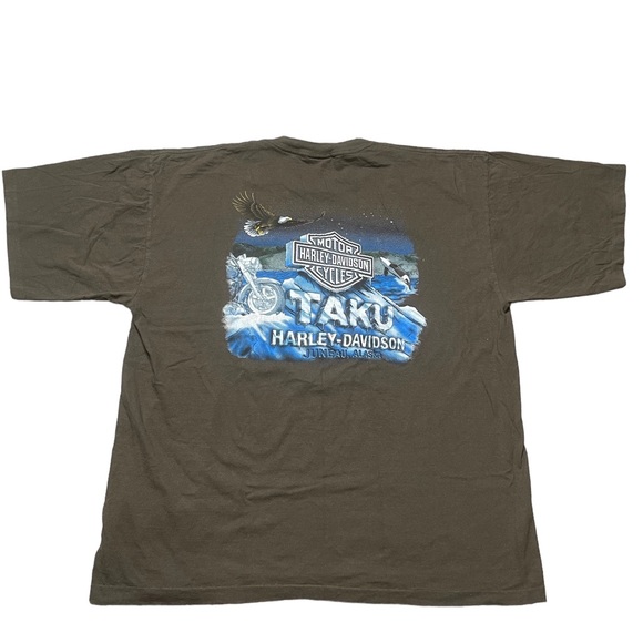 Vintage Y2K Harley Davidson T Shirt Size XXL Brown Juneau Alaska Eagle - Picture 1 of 5